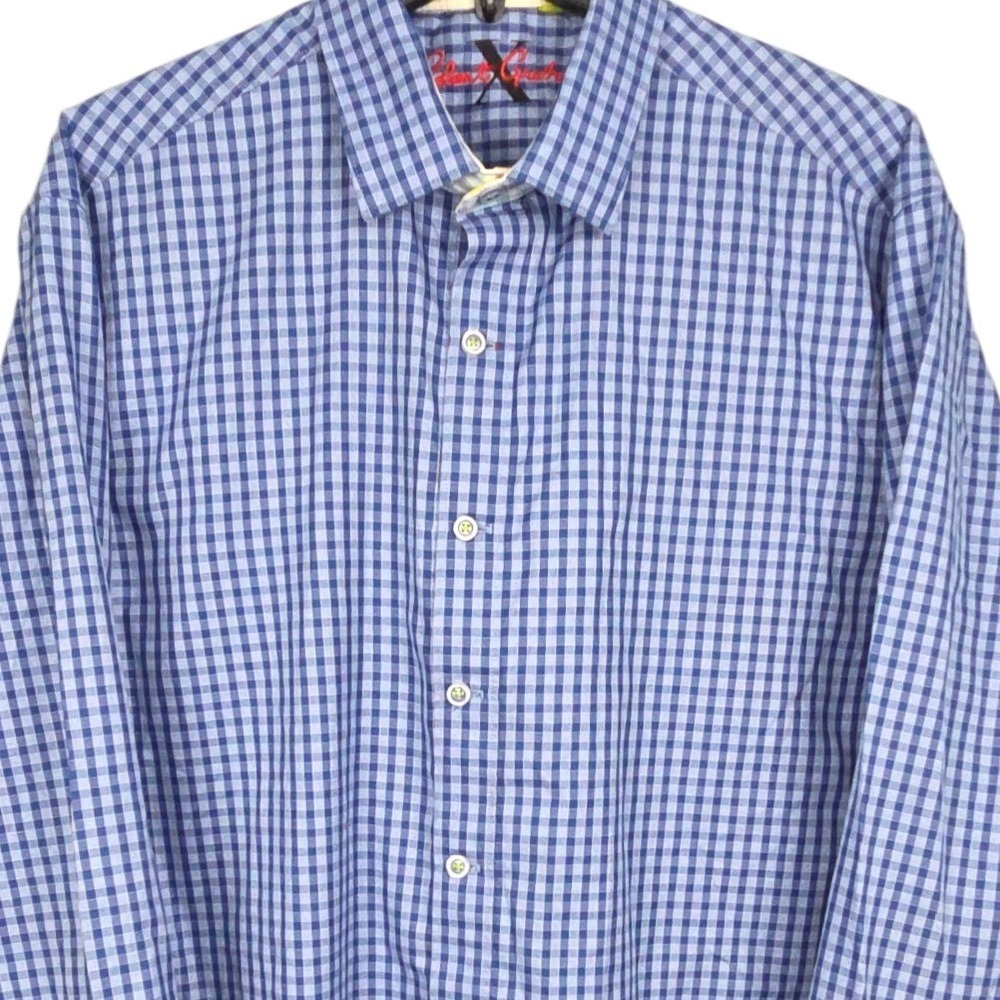 Robert Graham Button Down Shirt Mens XL Blue White Gingham Check Long Sleeve